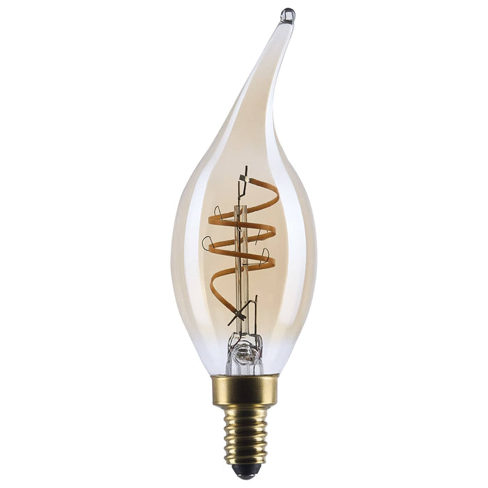 SATCO/NUVO 5.5W LED CA11 Candelabra (E12) Base 2000K 500Lm Clear Glass Amber Coil Filament Dimmable 90 CRI 120V (S14221)