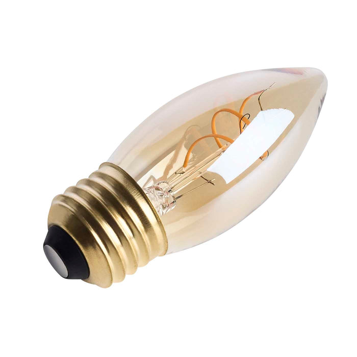 SATCO/NUVO 3.5W LED C11 Medium E26 Base 2000K 300Lm Clear Glass Amber Coil Filament Dimmable 90 CRI 120V (S14222)