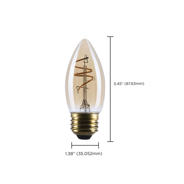 SATCO/NUVO 3.5W LED C11 Medium E26 Base 2000K 300Lm Clear Glass Amber Coil Filament Dimmable 90 CRI 120V (S14222)