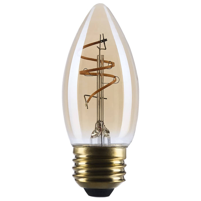 SATCO/NUVO 3.5W LED C11 Medium E26 Base 2000K 300Lm Clear Glass Amber Coil Filament Dimmable 90 CRI 120V (S14222)