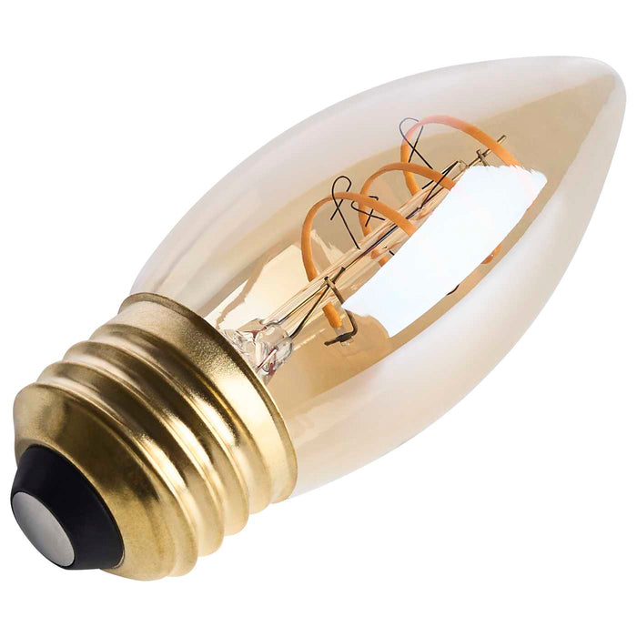 SATCO/NUVO 5.5W LED C11 Medium E26 Base 2000K 500Lm Clear Glass Amber Coil Filament Dimmable 90 CRI 120V (S14223)