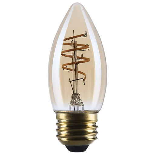 SATCO/NUVO 5.5W LED C11 Medium E26 Base 2000K 500Lm Clear Glass Amber Coil Filament Dimmable 90 CRI 120V (S14223)