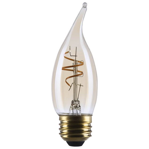 SATCO/NUVO 3.5W LED CA11 Medium E26 Base 2000K 300Lm Clear Glass Amber Coil Filament Dimmable 90 CRI 120V (S14224)