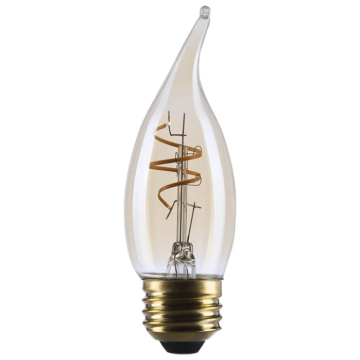 SATCO/NUVO 3.5W LED CA11 Medium E26 Base 2000K 300Lm Clear Glass Amber Coil Filament Dimmable 90 CRI 120V (S14224)