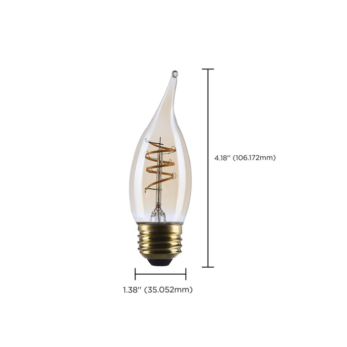 SATCO/NUVO 5.5W LED CA11 Medium E26 Base 2000K 500Lm Clear Glass Amber Coil Filament Dimmable 90 CRI 120V (S14225)