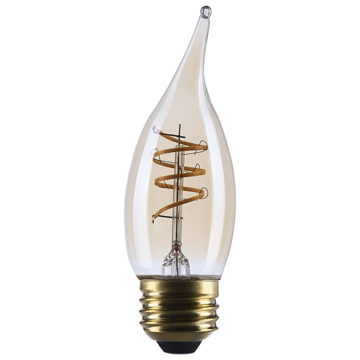 SATCO/NUVO 5.5W LED CA11 Medium E26 Base 2000K 500Lm Clear Glass Amber Coil Filament Dimmable 90 CRI 120V (S14225)