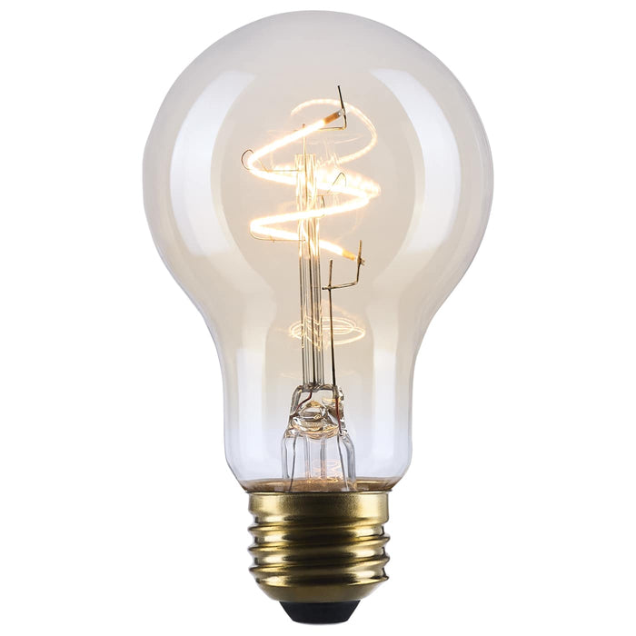 SATCO/NUVO 3.5W LED A19 Medium E26 Base 2000K 300Lm Clear Glass Amber Coil Filament Dimmable 90 CRI 120V (S14226)