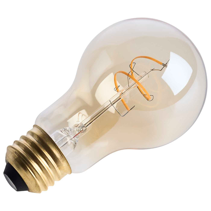 SATCO/NUVO 3.5W LED A19 Medium E26 Base 2000K 300Lm Clear Glass Amber Coil Filament Dimmable 90 CRI 120V (S14226)