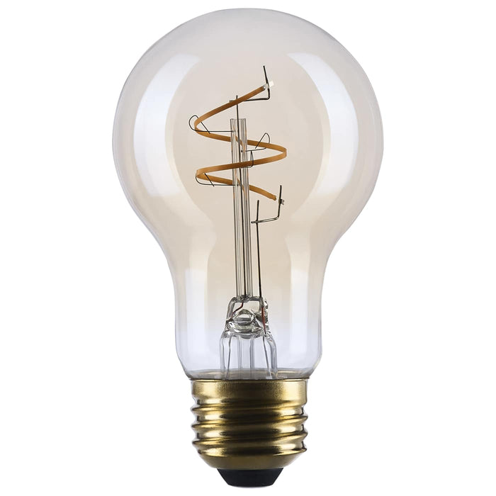 SATCO/NUVO 3.5W LED A19 Medium E26 Base 2000K 300Lm Clear Glass Amber Coil Filament Dimmable 90 CRI 120V (S14226)