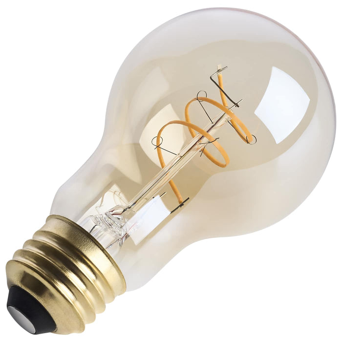 SATCO/NUVO 5.5W LED A19 Medium E26 Base 2000K 500Lm Clear Glass Amber Coil Filament Dimmable 90 CRI 120V (S14227)