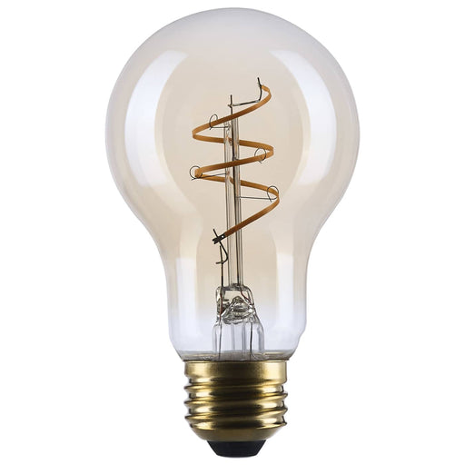 SATCO/NUVO 5.5W LED A19 Medium E26 Base 2000K 500Lm Clear Glass Amber Coil Filament Dimmable 90 CRI 120V (S14227)