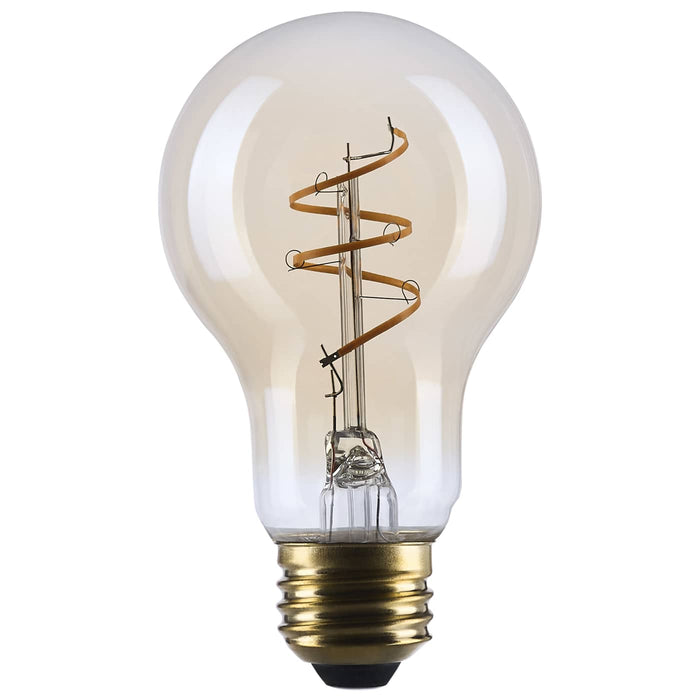 SATCO/NUVO 5.5W LED A19 Medium E26 Base 2000K 500Lm Clear Glass Amber Coil Filament Dimmable 90 CRI 120V (S14227)