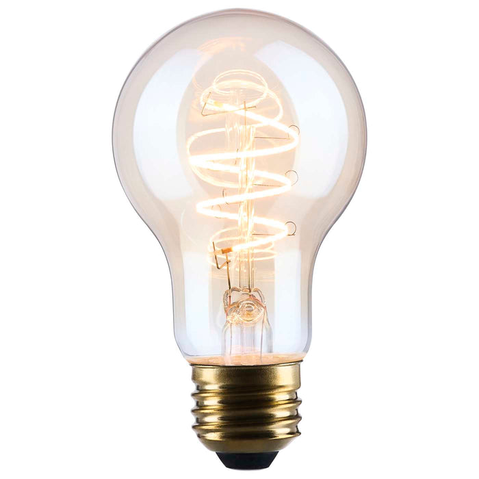 SATCO/NUVO 8W LED A19 Medium E26 Base 2000K 800Lm Clear Glass Amber Coil Filament Dimmable 90 CRI 120V (S14228)
