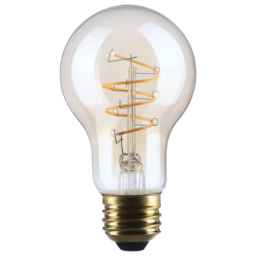 SATCO/NUVO 8W LED A19 Medium E26 Base 2000K 800Lm Clear Glass Amber Coil Filament Dimmable 90 CRI 120V (S14228)