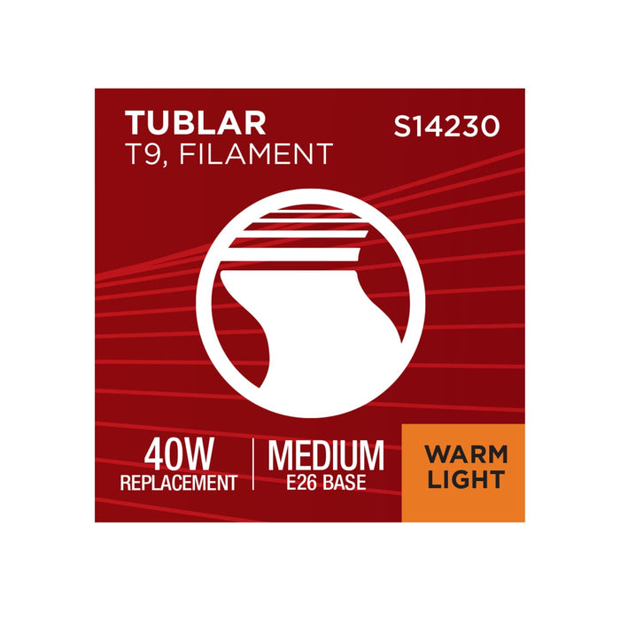 SATCO/NUVO 5.5W LED T9 Medium E26 Base 2000K 500Lm Clear Glass Amber Coil Filament Dimmable 90 CRI 120V (S14230)