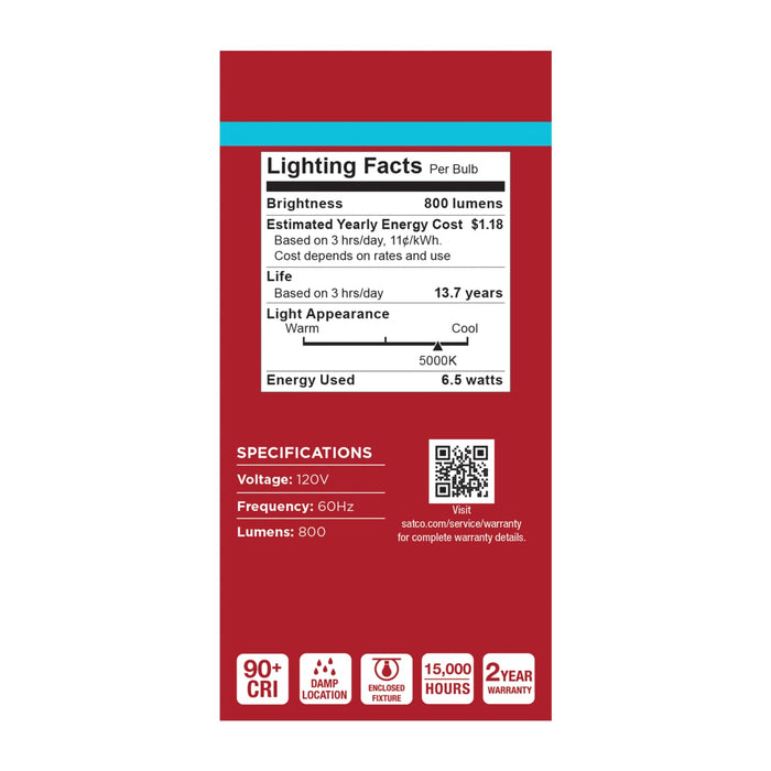 SATCO/NUVO 9.8W LED A19 Medium E26 Base 5000K 800Lm Plastic 90 CRI 120V 4-Pack (S14362)
