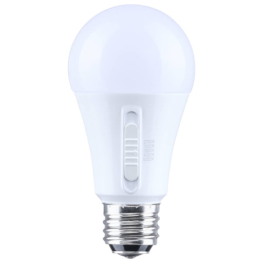 SATCO/NUVO LED A19 Three-Way Lamp 13.5W/10W/5W CCT/Lumen Selectable 2700K/3000K/3500K/4000K/5000K 1100Lm/800Lm/450Lm Medium Double Contact E26d Base Plastic 120V 1-Pack (S14396)