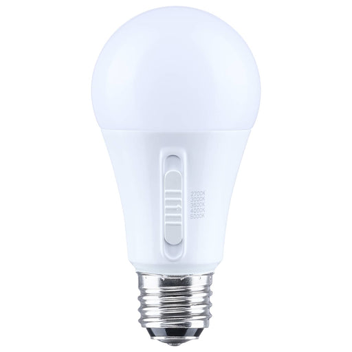 SATCO/NUVO LED A19 Three-Way Lamp 13.5W/10W/5W CCT/Lumen Selectable 2700K/3000K/3500K/4000K/5000K 1100Lm/800Lm/450Lm Medium Double Contact E26d Base Plastic 120V 1-Pack (S14404)