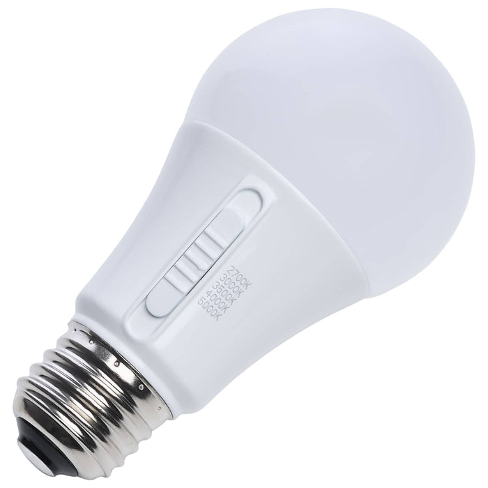 SATCO/NUVO 9W LED A19 CCT Selectable 2700K/3000K/3500K/4000K/5000K Medium E26 Base Plastic 12-24V AC 12-34V DC 1-Pack (S14407)