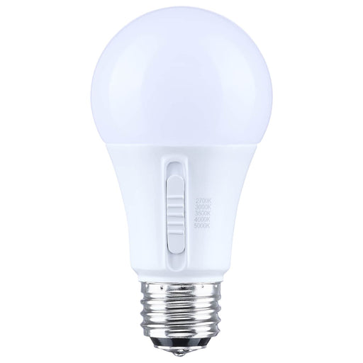 SATCO/NUVO 15W LED A19 CCT Selectable 2700K/3000K/3500K/4000K/5000K Medium E26 Base Plastic 12-24V AC 12-34V DC 1-Pack (S14410)