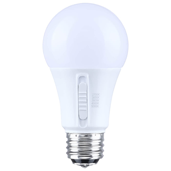 SATCO/NUVO 15W LED A19 CCT Selectable 2700K/3000K/3500K/4000K/5000K Medium E26 Base Plastic 12-24V AC 12-34V DC 1-Pack (S14410)