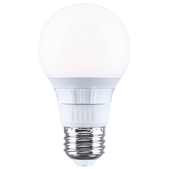 SATCO/NUVO 6W LED A19 Medium E26 Base CCT Selectable 2700K/3000K/3500K/4000K/5000K 80 CRI Plastic Dimmable 120V (S15188)