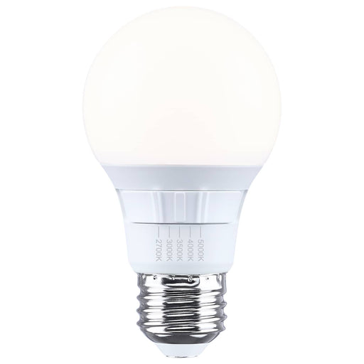 SATCO/NUVO 9.5W LED A19 Medium E26 Base CCT Selectable 2700K/3000K/3500K/4000K/5000K 80 CRI Plastic Dimmable 120V (S15189)