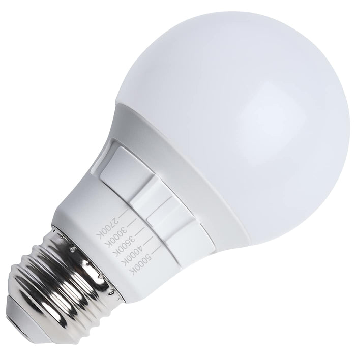 SATCO/NUVO 9.5W LED A19 Medium E26 Base CCT Selectable 2700K/3000K/3500K/4000K/5000K 80 CRI Plastic Dimmable 120V (S15189)