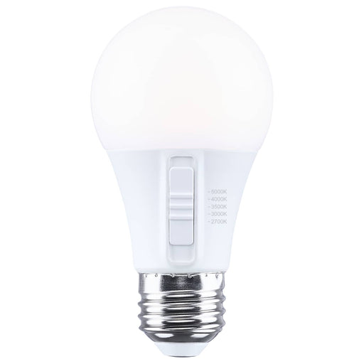 SATCO/NUVO 5.8W LED A19 Medium E26 Base CCT Selectable 2700K/3000K/3500K/4000K/5000K 90 CRI Plastic Dimmable 120V (S15196)