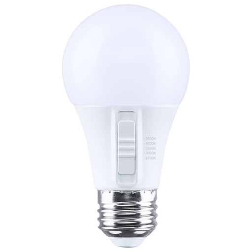 SATCO/NUVO 9.4W LED A19 Medium E26 Base CCT Selectable 2700K/3000K/3500K/4000K/5000K 90 CRI Plastic Dimmable 120V (S15197)