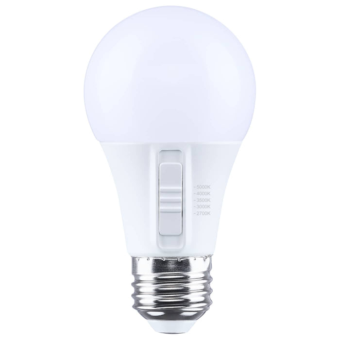 SATCO/NUVO 9.4W LED A19 Medium E26 Base CCT Selectable 2700K/3000K/3500K/4000K/5000K 90 CRI Plastic Dimmable 120V (S15197)
