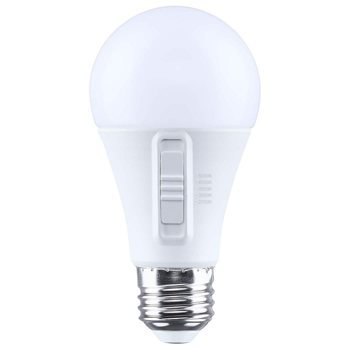 SATCO/NUVO 11.9W LED A19 Medium E26 Base CCT Selectable 2700K/3000K/3500K/4000K/5000K 90 CRI Plastic Dimmable 120V (S15198)
