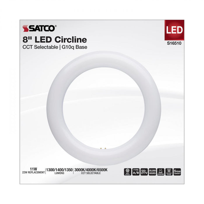 SATCO/NUVO LED Circline 11W T9 CCT Selectable 3000K/4000K/6500K G10Q Base 120-277V (S16510)