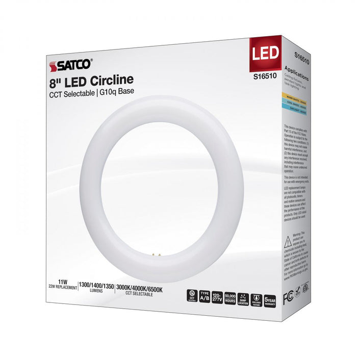 SATCO/NUVO LED Circline 11W T9 CCT Selectable 3000K/4000K/6500K G10Q Base 120-277V (S16510)