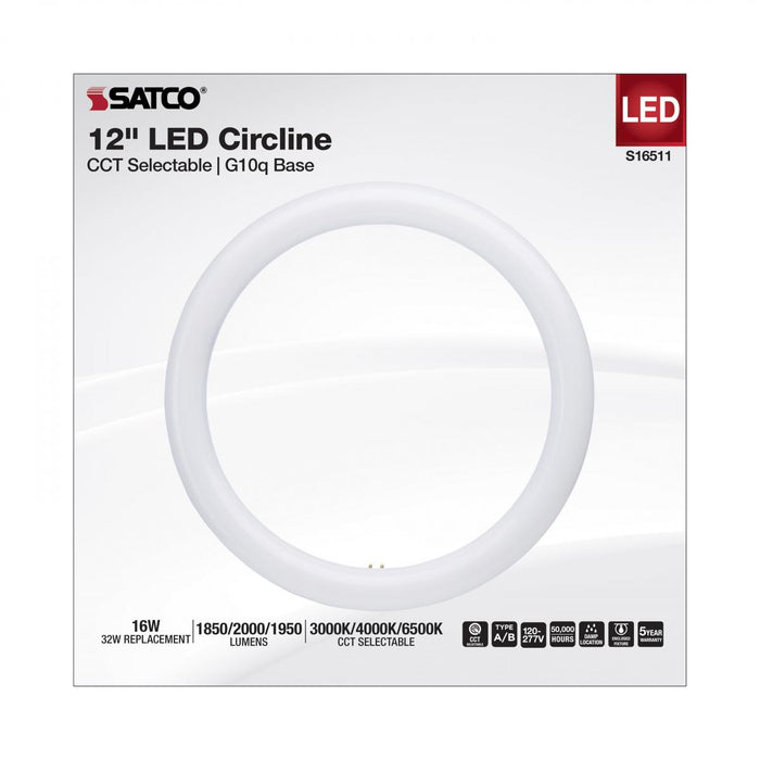 SATCO/NUVO LED Circline 16W T9 CCT Selectable 3000K/4000K/6500K G10Q Base 120-277V (S16511)