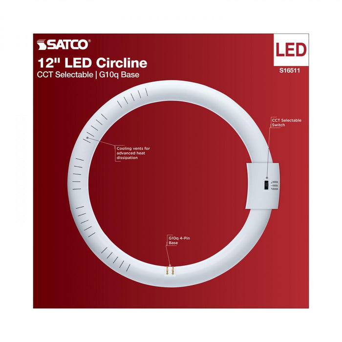 SATCO/NUVO LED Circline 16W T9 CCT Selectable 3000K/4000K/6500K G10Q Base 120-277V (S16511)