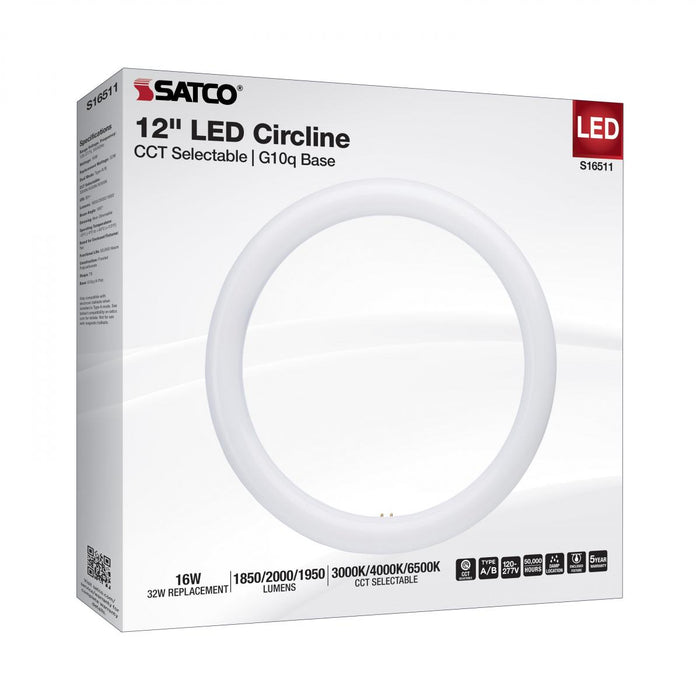 SATCO/NUVO LED Circline 16W T9 CCT Selectable 3000K/4000K/6500K G10Q Base 120-277V (S16511)