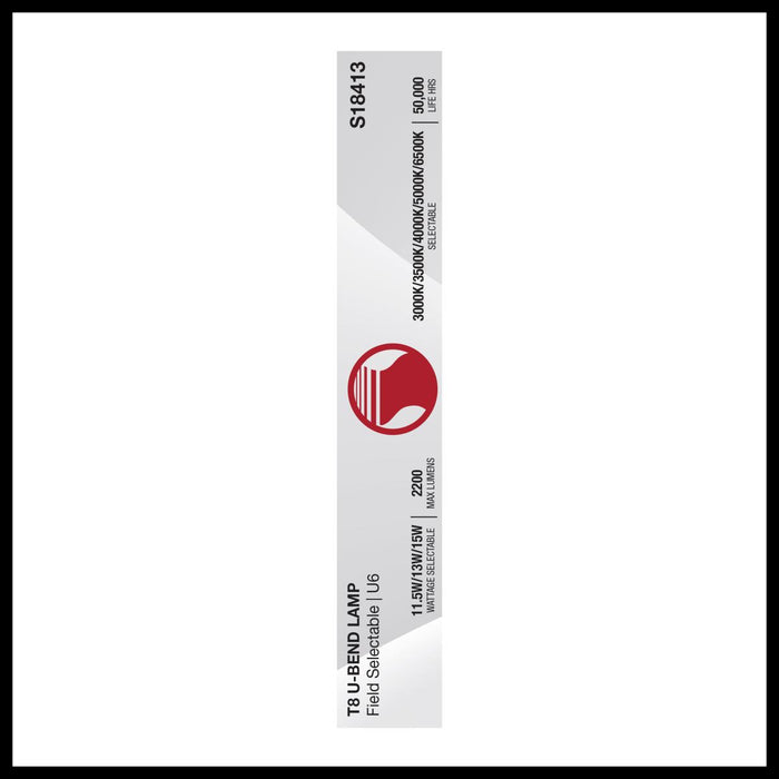 SATCO/NUVO LED T8 U-Bend G13 Base Wattage/CCT Selectable 11.5W/13W/15W 3000K/3500K/4000K/5000K/6500K 6-Inch Frost Finish 120-277V (S18413)