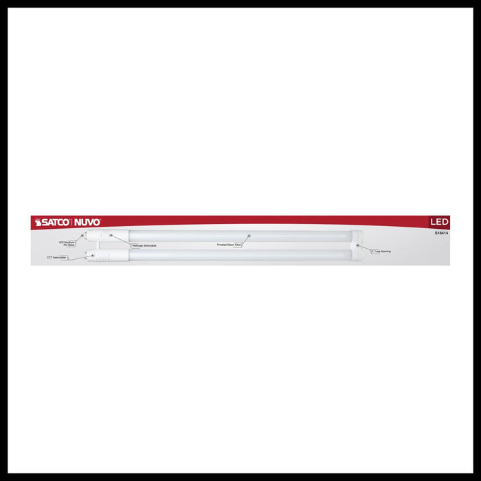 SATCO/NUVO LED T8 U-Bend G13 Base Wattage/CCT Selectable 11.5W/13W/15W 3000K/3500K/4000K/5000K/6500K 1-Inch Frost Finish 120-277V (S18414)
