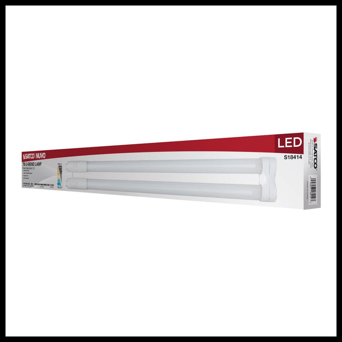 SATCO/NUVO LED T8 U-Bend G13 Base Wattage/CCT Selectable 11.5W/13W/15W 3000K/3500K/4000K/5000K/6500K 1-Inch Frost Finish 120-277V (S18414)