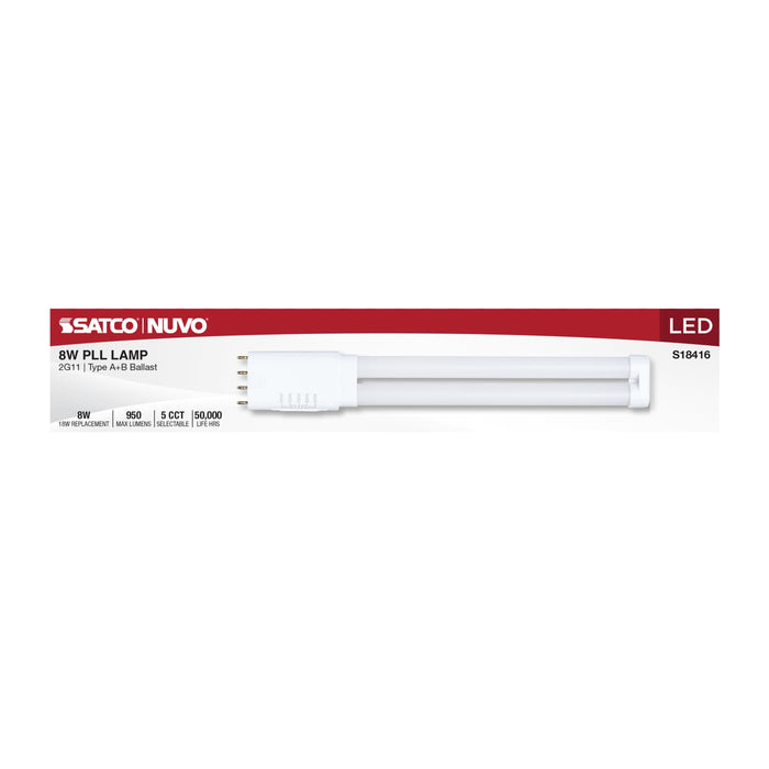 SATCO/NUVO 8W PLL LED Lamp 2G11 Base CCT Selectable 3000K/3500K/4000K/5000K/6500K Type A/B 120-277V (S18416)