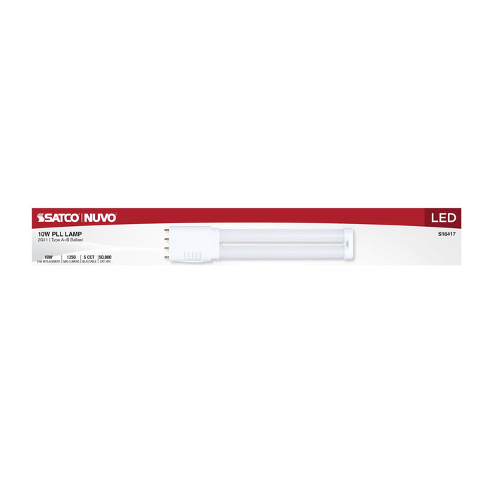 SATCO/NUVO 10W PLL LED Lamp 2G11 Base CCT Selectable 3000K/3500K/4000K/5000K/6500K Type A/B 120-277V (S18417)