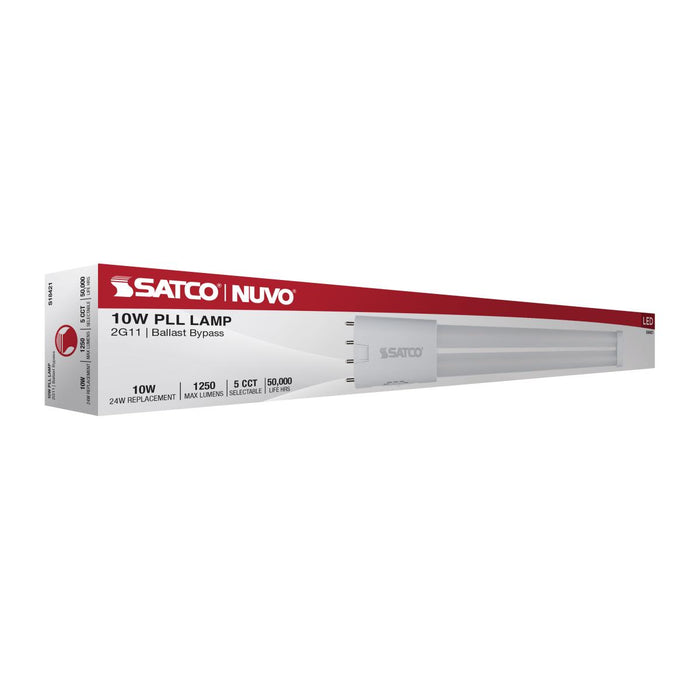 SATCO/NUVO 10W PLL LED 2G11 Base CCT Selectable 3000K/3500K/4000K/5000K/6500K Ballast Bypass 120-277V (S18421)