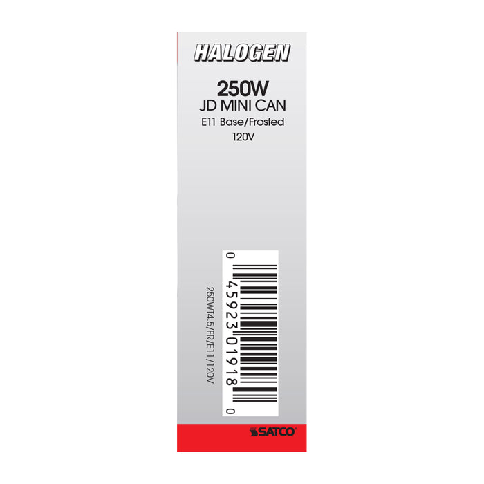 SATCO/NUVO 250Q/F/MC 250W Halogen T4 1/2 Frosted 2000 Hours 3780Lm Miniature Candelabra Base 120V 2900K (S1918)