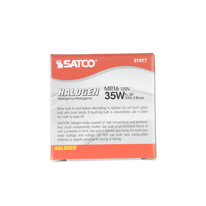 SATCO/NUVO 35MR16/FL/120V 35W Halogen MR16 2000 Hours Miniature 2 Pin Round Base 120V 2900K (S1977)