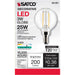 SATCO/NUVO 3W G16.5 LED Clear Candelabra Base 90 CRI 4000K 120V (S21201)