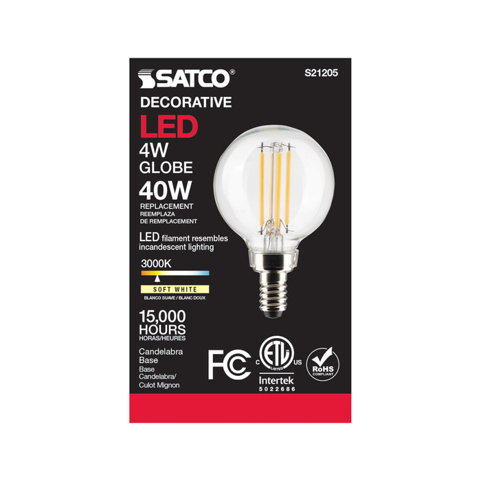 SATCO/NUVO 4W G16.5 LED Clear Candelabra Base 90 CRI 3000K 120V (S21205)