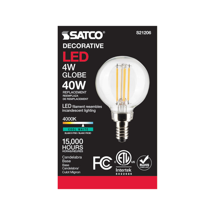 SATCO/NUVO 4W G16.5 LED Clear Candelabra Base 90 CRI 4000K 120V (S21206)