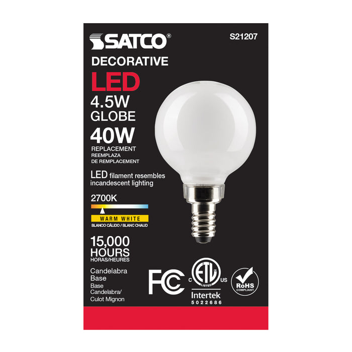 SATCO/NUVO 4.5W G16.5 LED White Candelabra Base 90 CRI 2700K 120V (S21207)