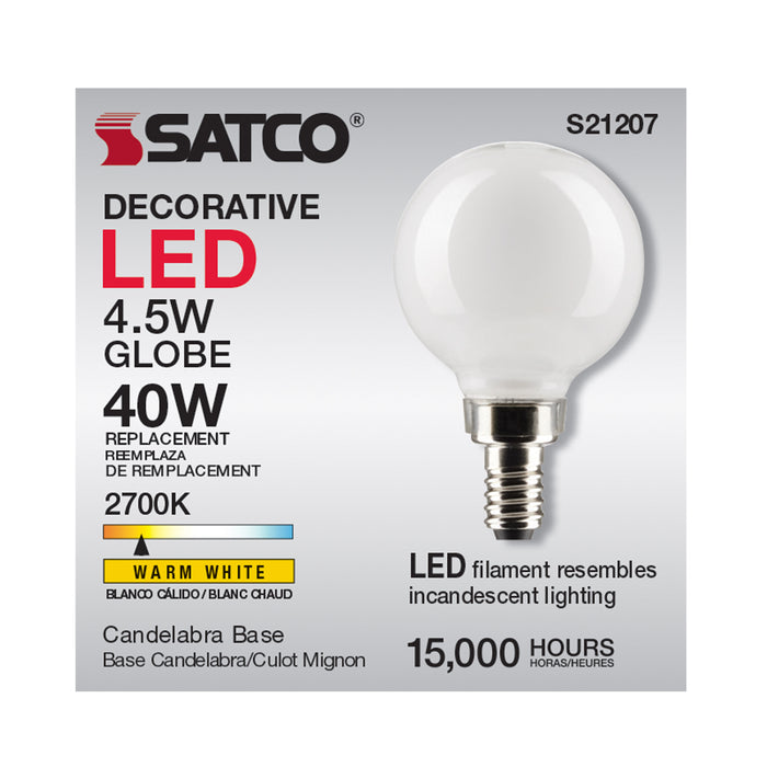 SATCO/NUVO 4.5W G16.5 LED White Candelabra Base 90 CRI 2700K 120V (S21207)